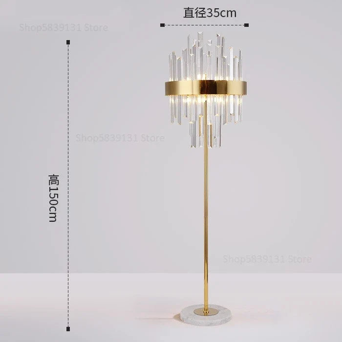 lampadaire post-moderne nordique en cristal doré led luxe