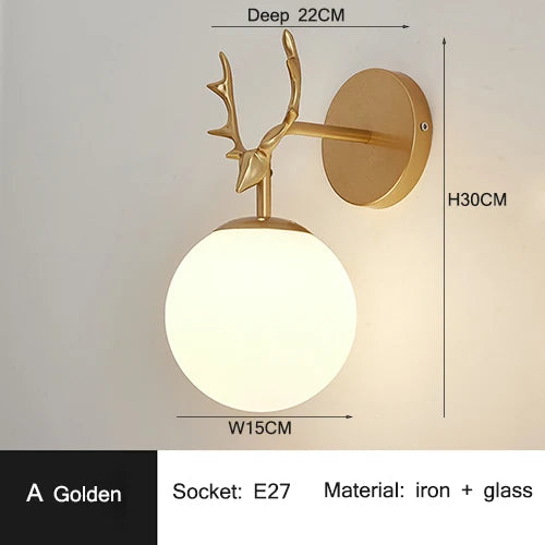 applique murale led rétro boule de verre décorative veilleuse