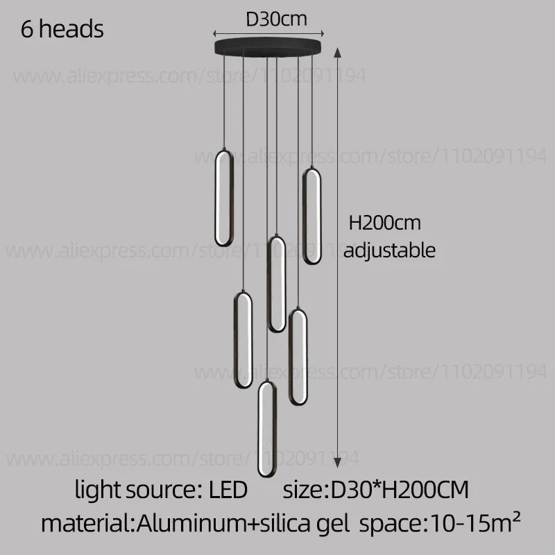 lustre ovale led minimaliste pour duplex hôtel penthouse
