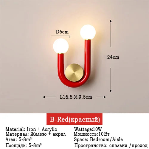 applique murale led créative en forme de u pour décoration enfant