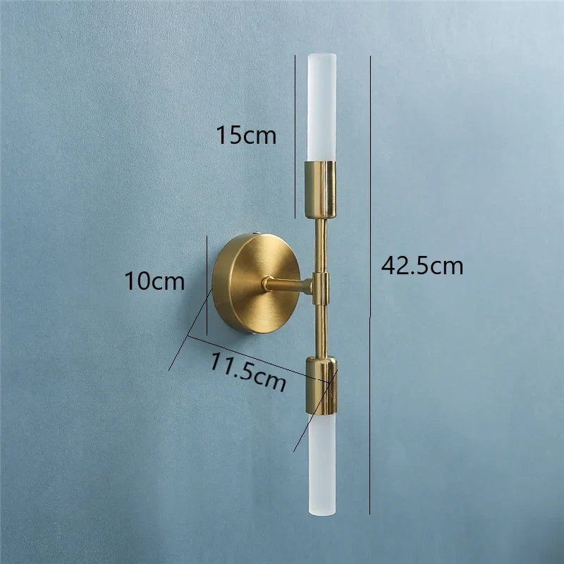 applique murale modernes minimalistes en verre 2 têtes