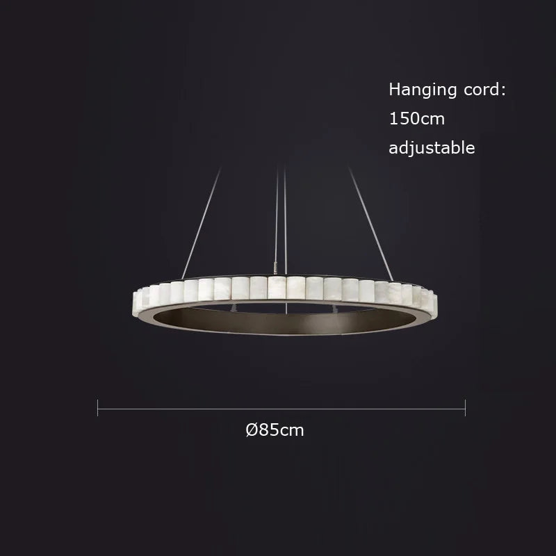 Lustre design anneaux LED postmoderne marbre or noir rond design pour salle à manger