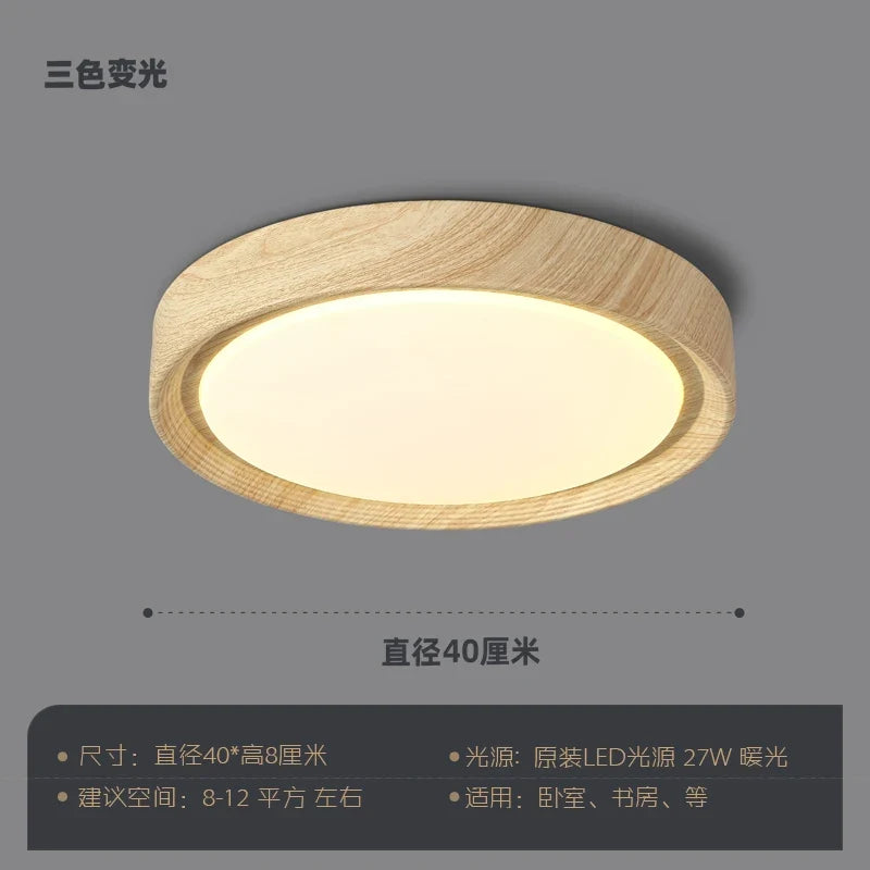 plafonnier led design nordique en bois et fer décoratif