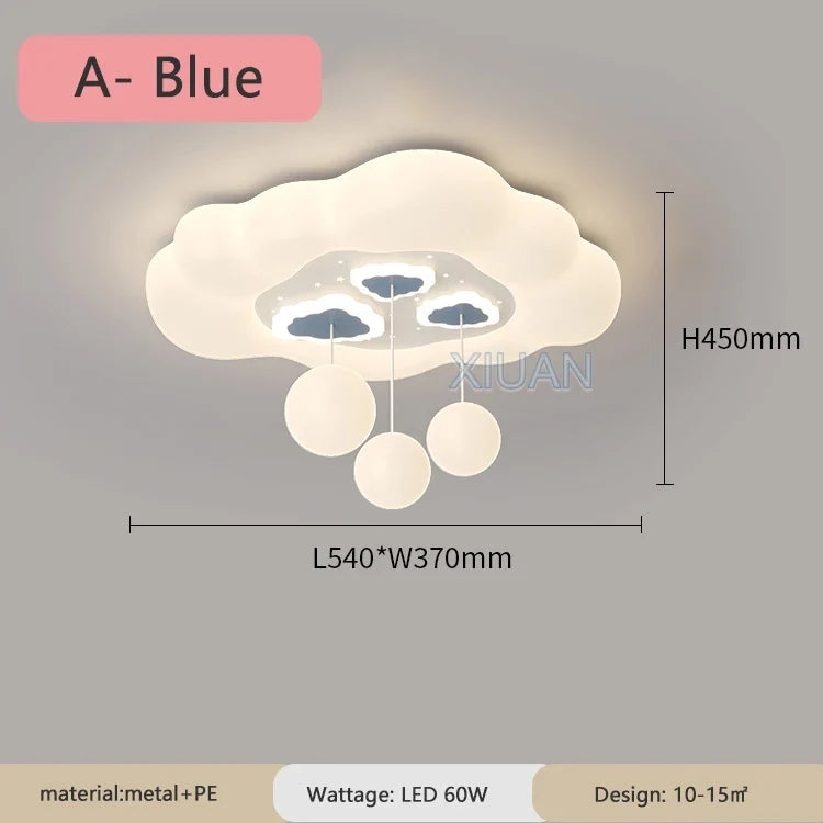 Full Spectrum Pink White Cloud Ceiling Lamps with Hanging Ball AC220V Nursery School Children Bedroom Kids Room Chandelier Light