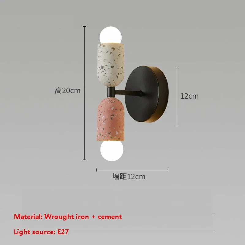 applique murale japonaise en ciment à double tête led