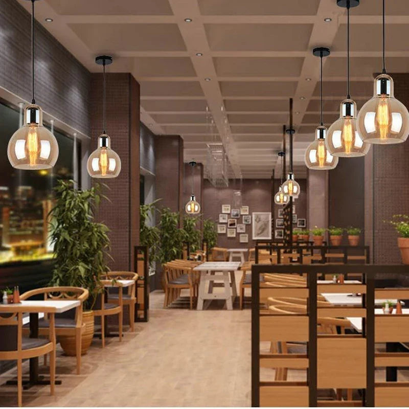 suspension led en verre nordique pour éclairage de table