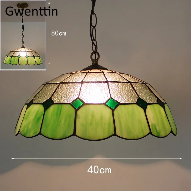 suspension en verre teinté style tiffany pour décoration intérieure
