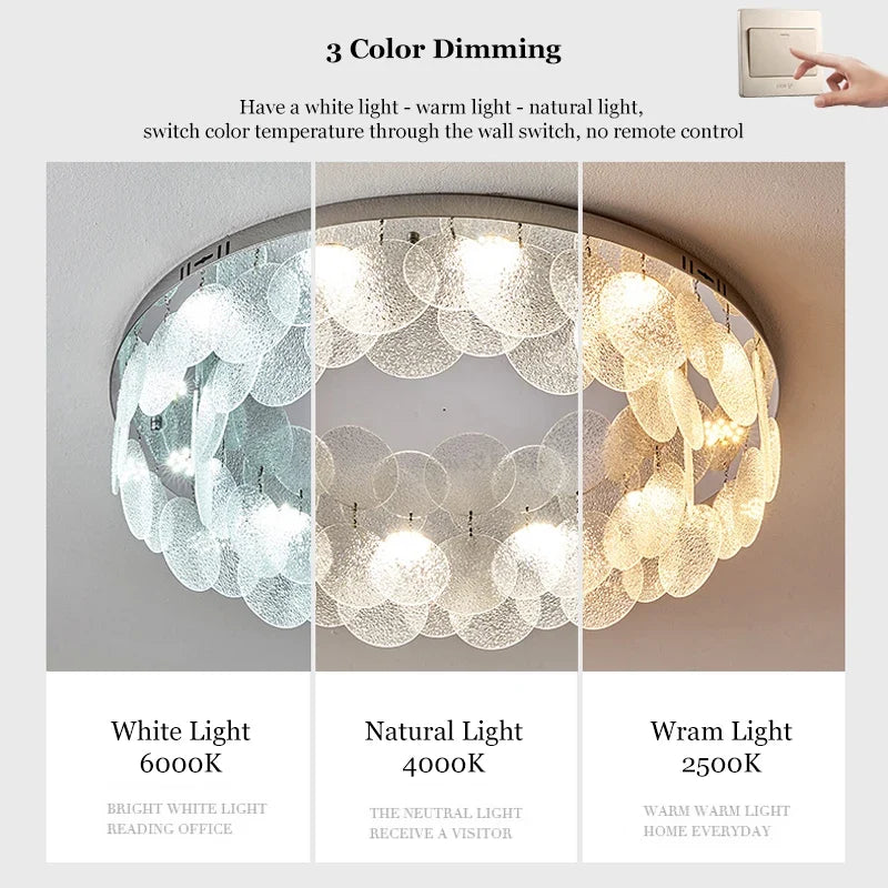 plafonnier led rond en verre pour décoration intérieure