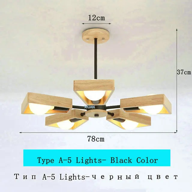 lustre scandinave minimaliste rotation 360 degrés luminaires suspendus bois créatifs