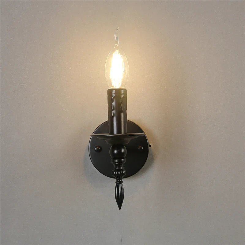 applique murale vintage en fer noir à led rétro