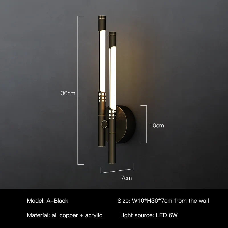 applique murale led design moderne en cuivre pour intérieur décoratif