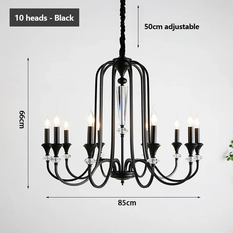 lustre rétro en cristal avec lampes led pour salon luxueux