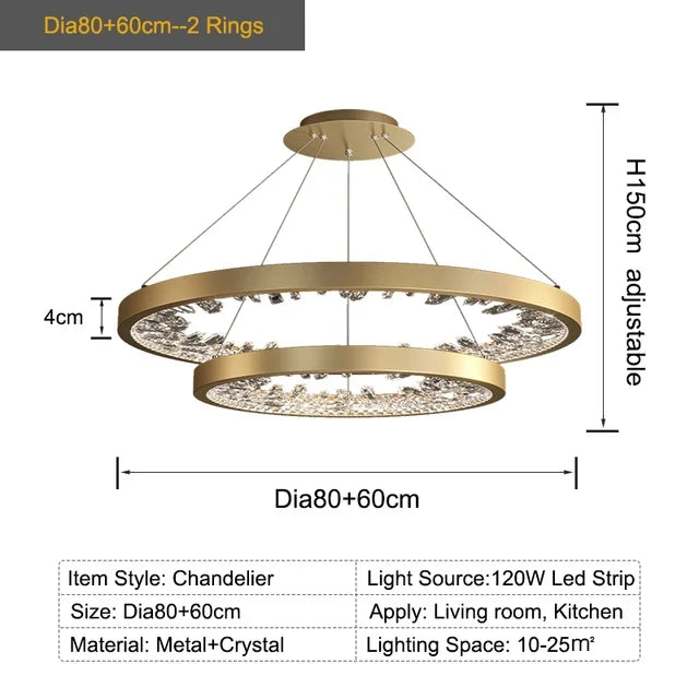 Plafonnier LED suspendu en cristal de luxe au design moderne