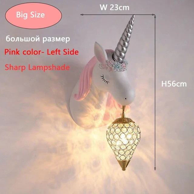Applique murale résine LED licorne chambre fille princesse