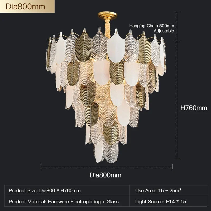 Luxe postmoderne LED lustre éclairage E14 salon Villa hall grands lustres décoration de la maison en verre longue lampe suspendue