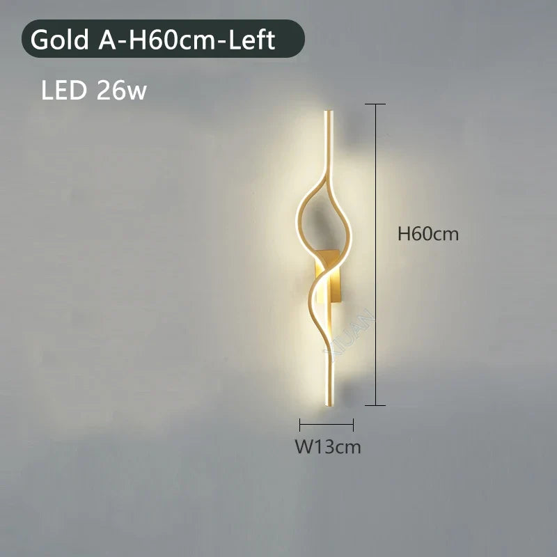 Modern Living Room Long Wall Lights with Anlter Design Gold Black TV Background Decorative Wall Lamp for Bedroom Remote Control