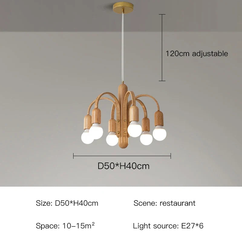 lustre à led vintage nordique imitation bois pour intérieur moderne