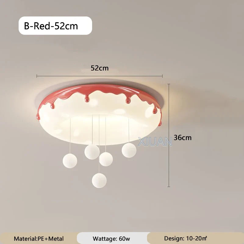 Macron Coloful Donuts Lamp 42cm 52cm Bedroom Ceiling Light White Pink Green Coffee Children‘s Room Chandelier Lights Indoor LED
