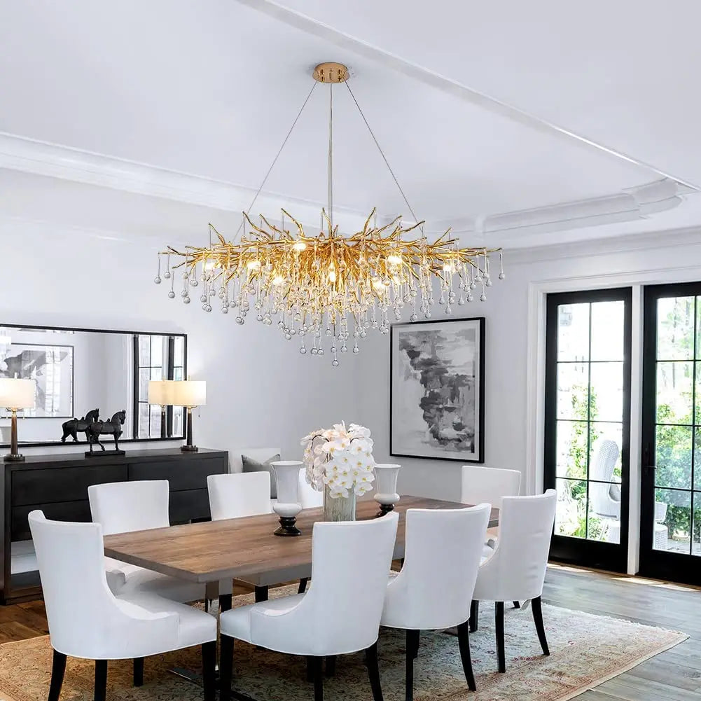 lustre moderne cristal goutte de pluie design élégant pour intérieur décoratif