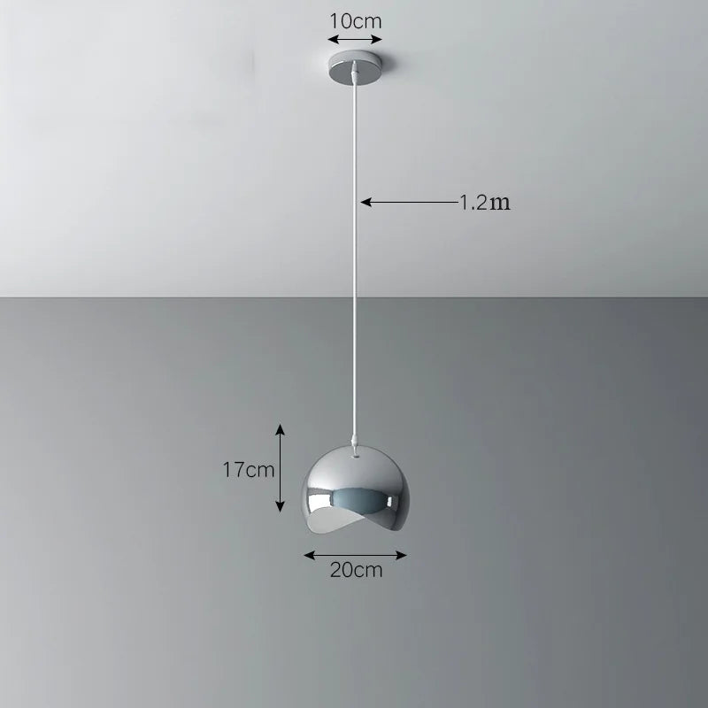 Plaqué nordique argent Globe boule miroir lampes suspendues E27 fer lampe suspendue de luxe en laiton argenté Art cuisine hôtel suspension lampe