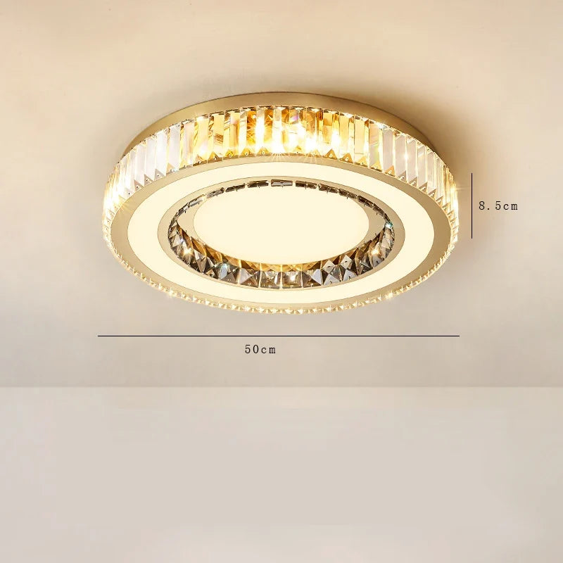 lustre de luxe moderne en verre de cristal led rond