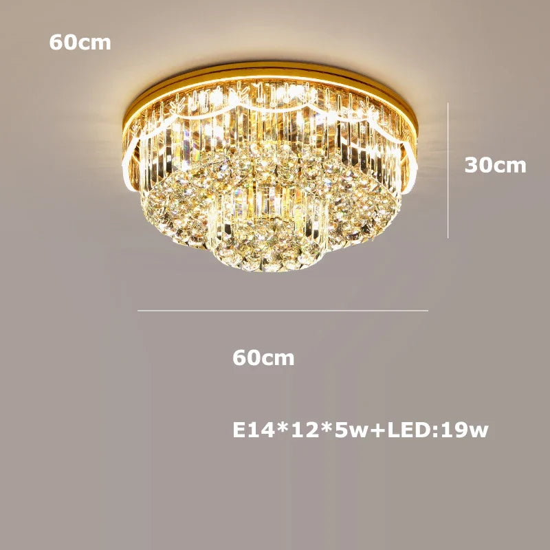 plafonnier led variable en cristal et acier inoxydable pour intérieur moderne