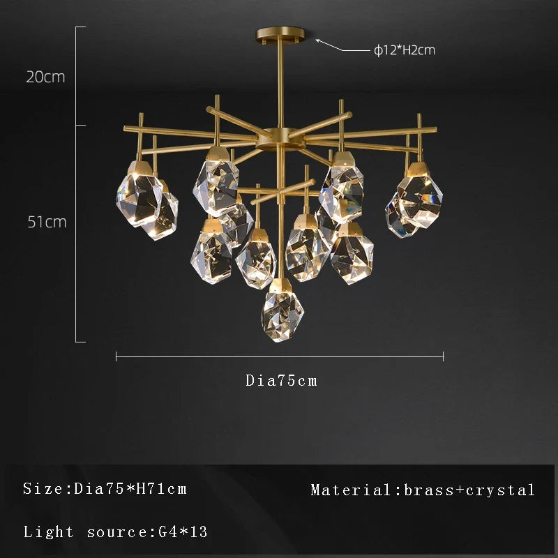 lustre design moderne en cristal avec abat-jour fantaisie