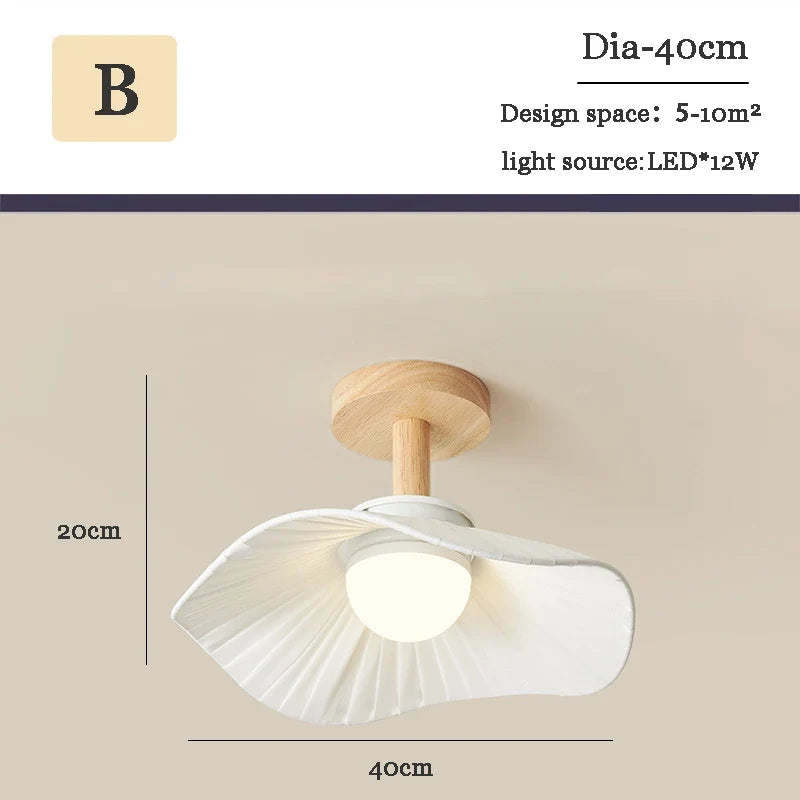 lustre moderne en bois et tissu pour décoration intérieure nordique