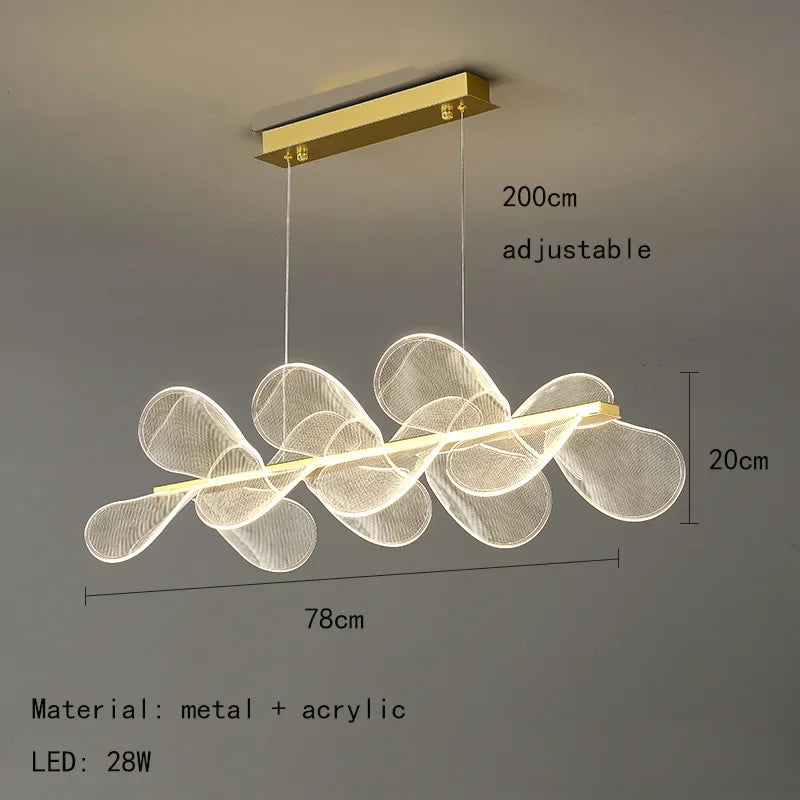 lustre led moderne en acrylique forme de fleur luxueux