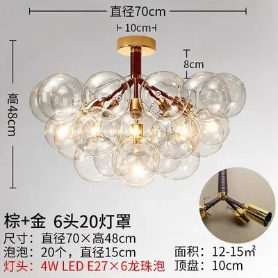 lustre moderne en verre à bulles pour décoration intérieure