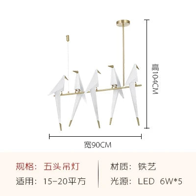 suspension LED design nordique en acrylique forme oiseau