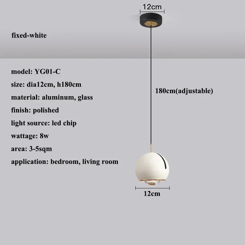 Suspension LED boule ronde moderne avec angle réglable