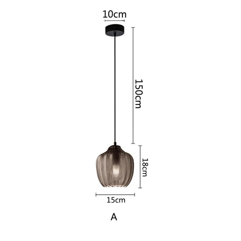 Suspension nordiques en verre ambre lampe suspendue Luminaires de cuisine E27 Restaurant chambre chevet décor lampe Luminaires