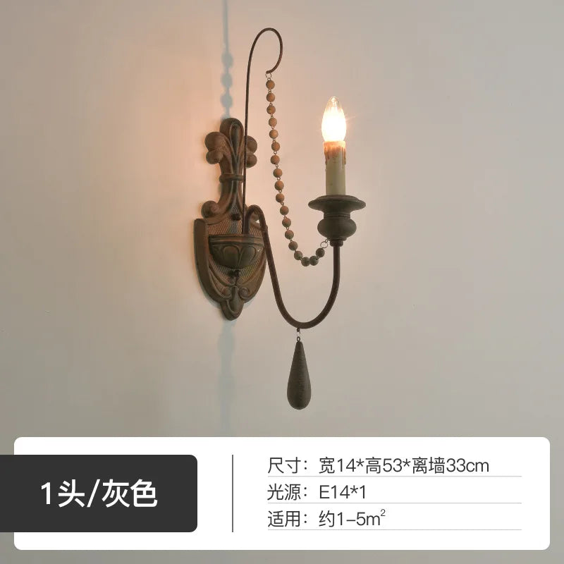 American French wall lamp, rural retro living room, dining room, bedroom, corridor, staircase decorative lighting fixtures