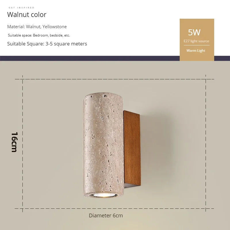 applique murale led wabi-sabi en pierre naturelle