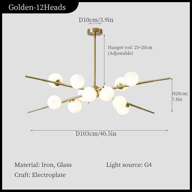 lustre nordique moderne en forme de branche de haricot magique