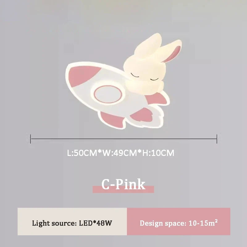 Mignon enfants chambre plafonniers LED blanc lapin lumière Simple dessin animé princesse chambre petite fille chambre décor plafonniers