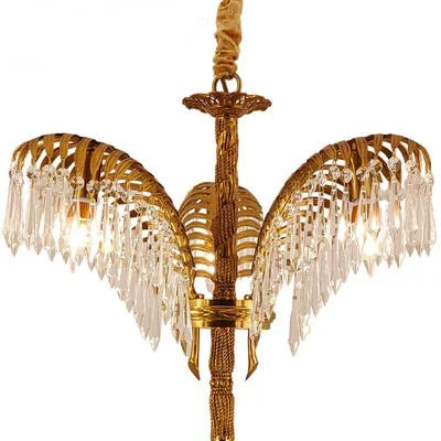 lustre en cuivre avec cristal pour décoration élégante et rétro