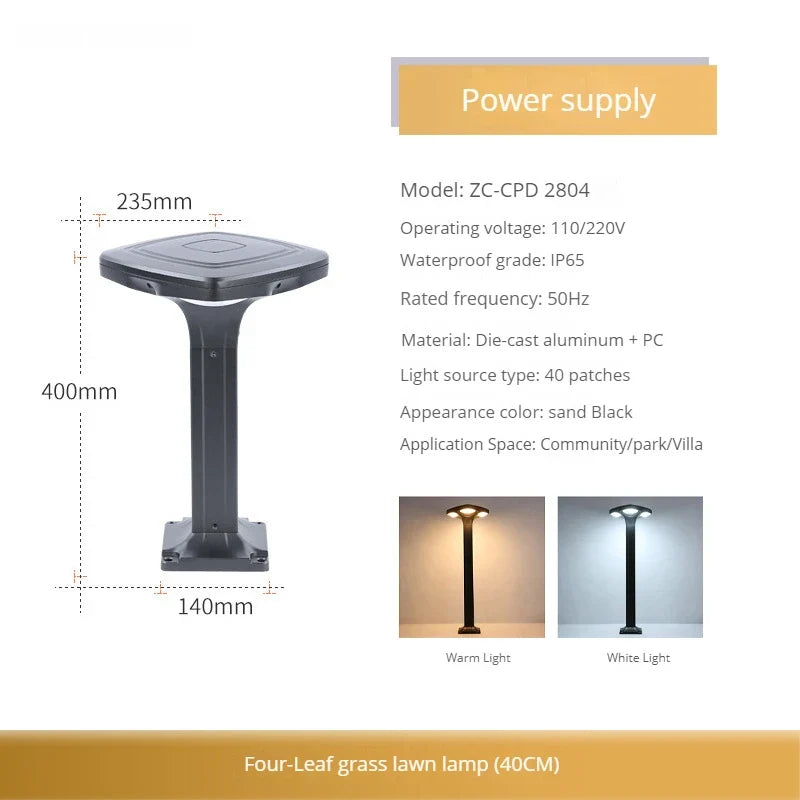 lampadaire solaire led étanche pour jardin en silicium monocristallin