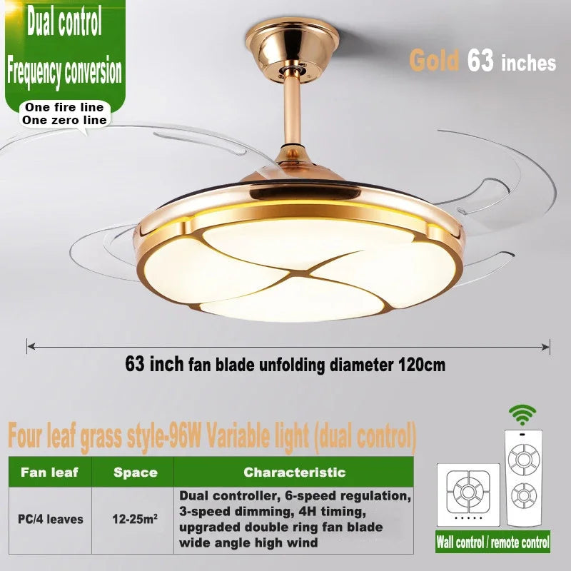 plafonnier moderne silencieux avec lumière et ventilateur intégré
