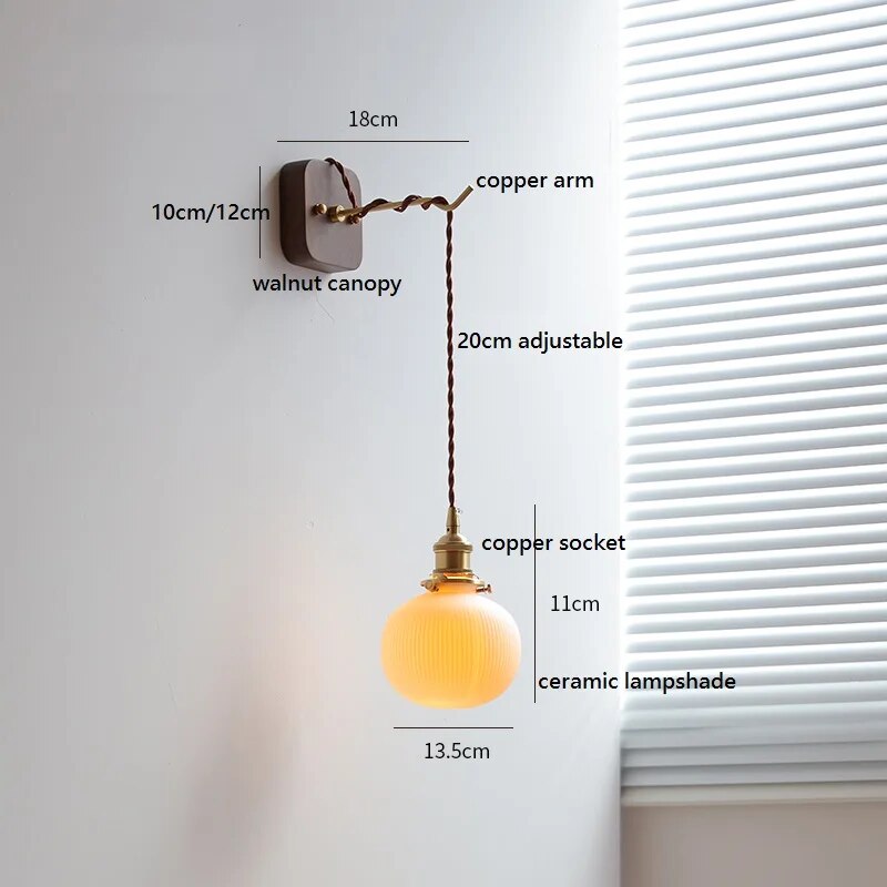 applique murale led noyer cuivre moderne baguette plug-in