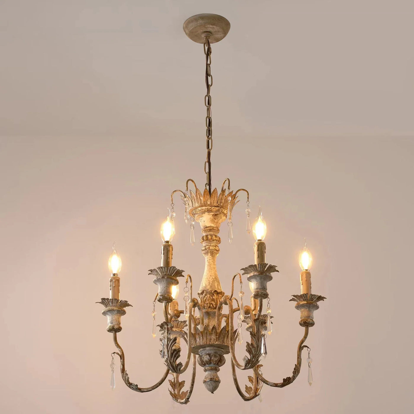 lustre en bois vintage français design art lumière
