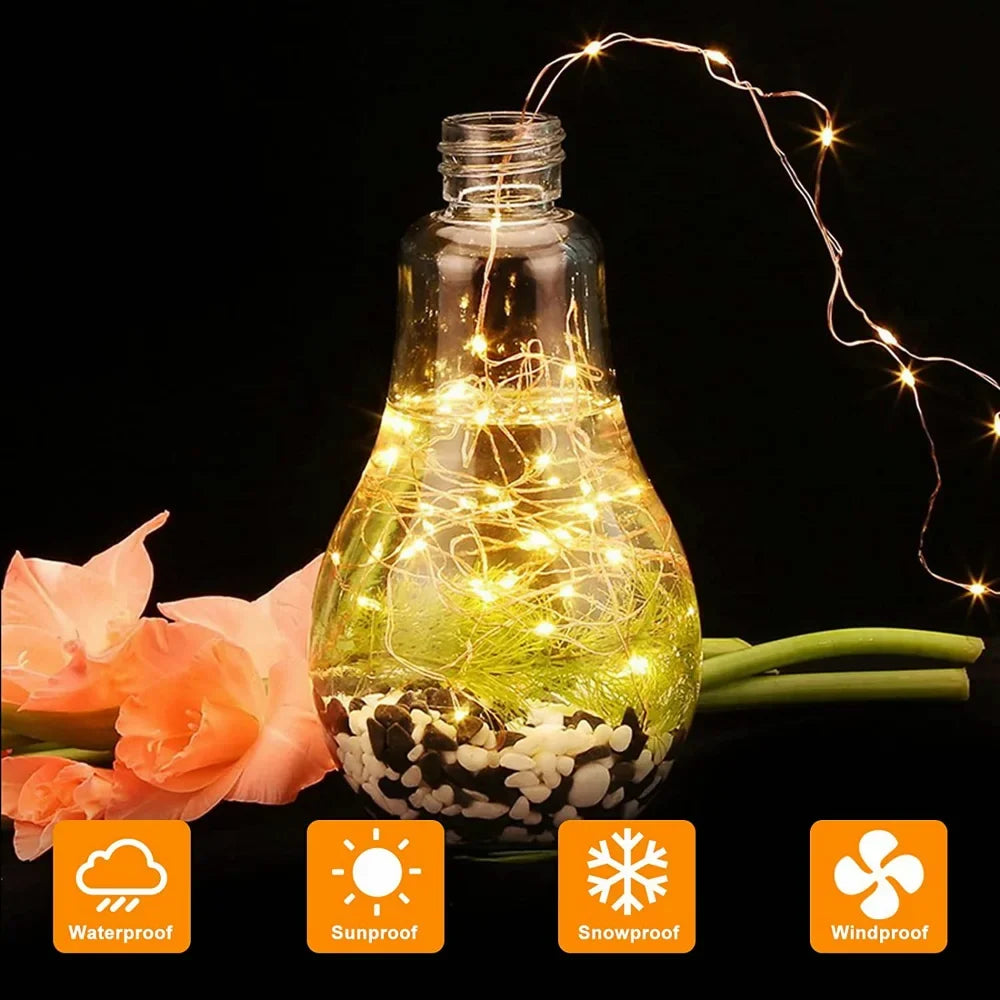 guirlandes lumineuses solaires étanches 300 led 8 modes fil cuivre