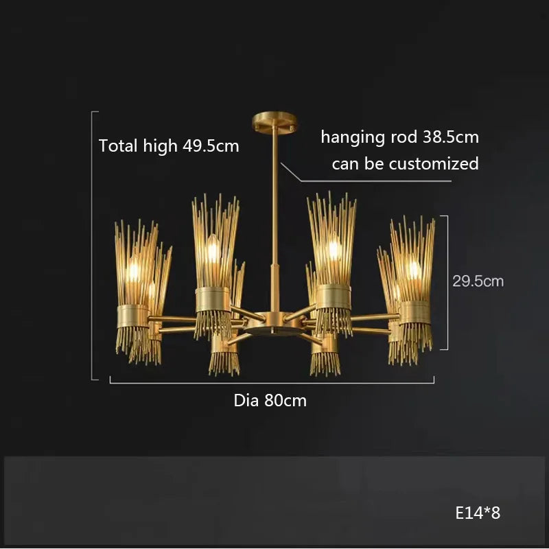 lustre en cuivre plein led créatif suspendu pour décoration maison