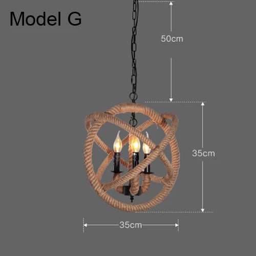 suspension rustiques industrielles avec corde pour intérieur
