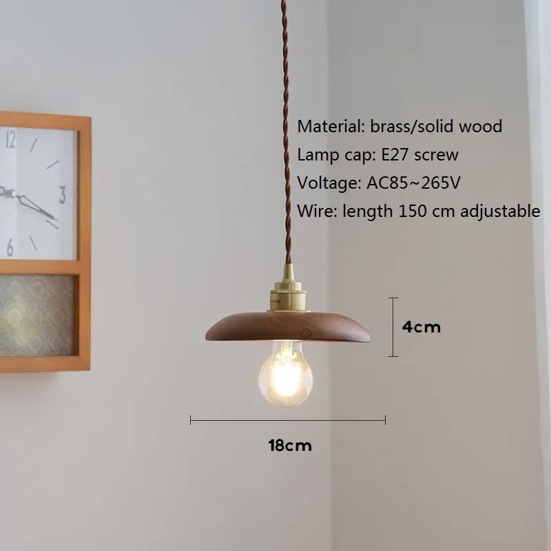 suspension led en bois et laiton style nordique moderne
