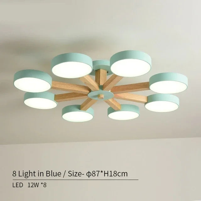 plafonnier moderne en bois à éclairage led pour décoration intérieure