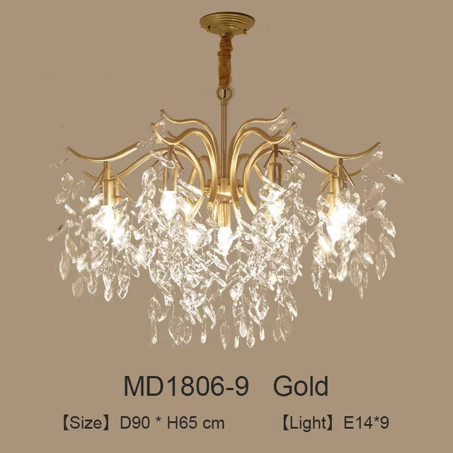 lustre nordique led en cristal de luxe décoration