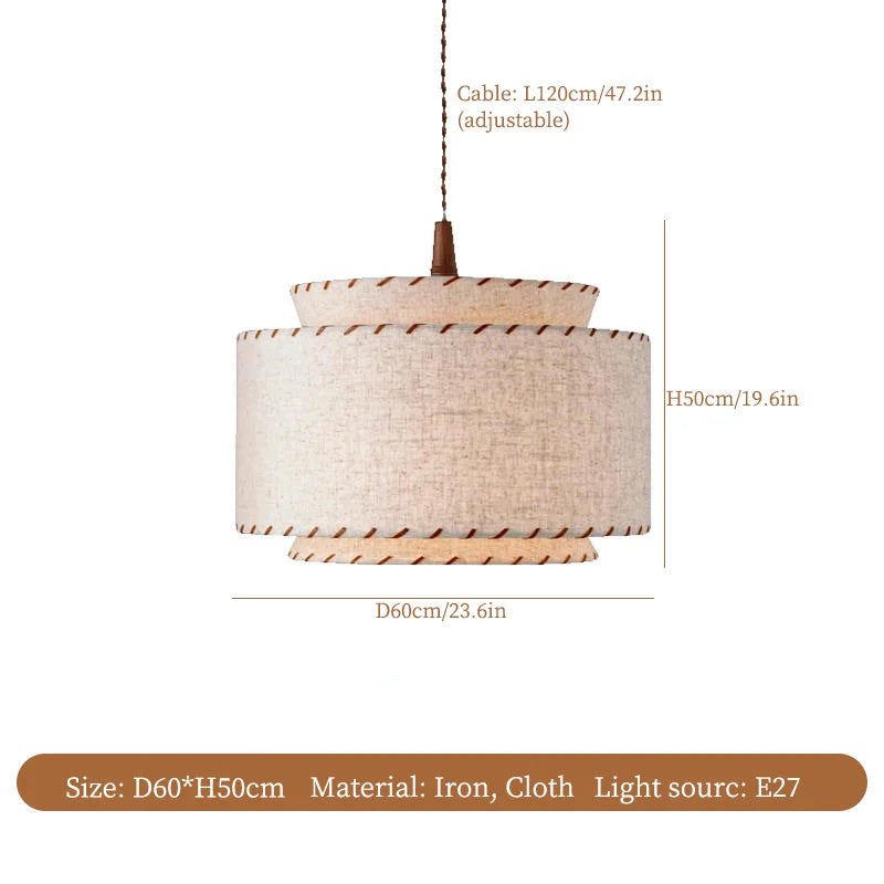 lustre à led en tissu japonais pour décoration intérieure moderne