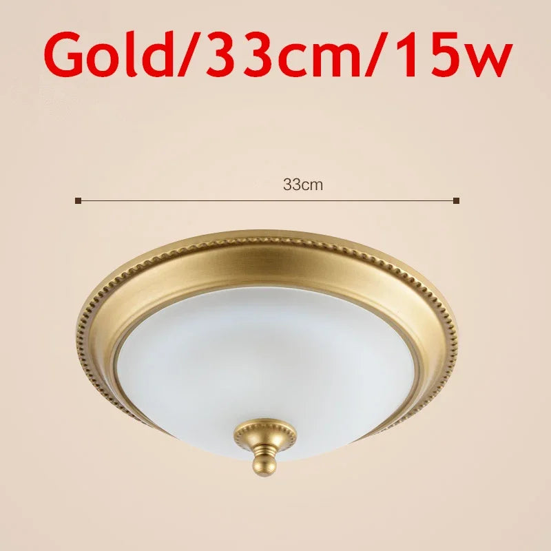 Plafonnier rond or/noir/Bronze plafonnier verre dépoli pour couloir salon cuisine LED lumineuse éclairage 110/220V